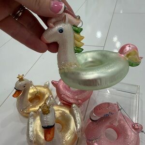 Unicorn and Swan Holiday Ornaments Set